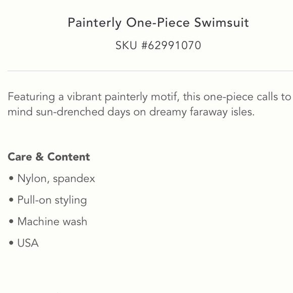 Anthropologie NWOT Painterly One-Piece Swimsuit Size S. - Picture 7 of 10